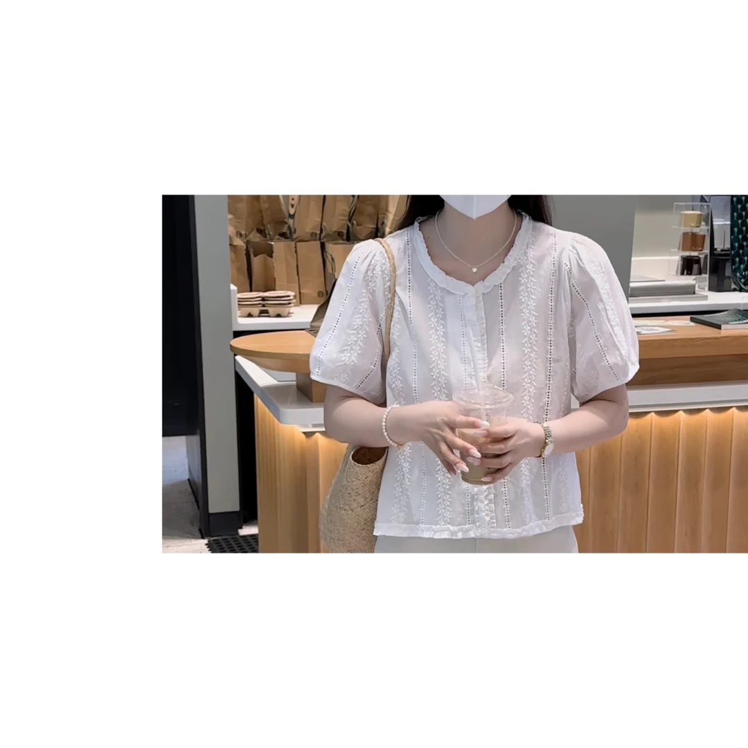 BK 2025夏季上新韩版时尚ins潮百搭气质蕾丝花边休闲衬衫女