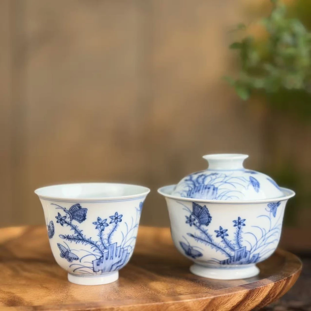 望月怀古三秋盖碗加杯子两件套WYHG084纯手工陶瓷