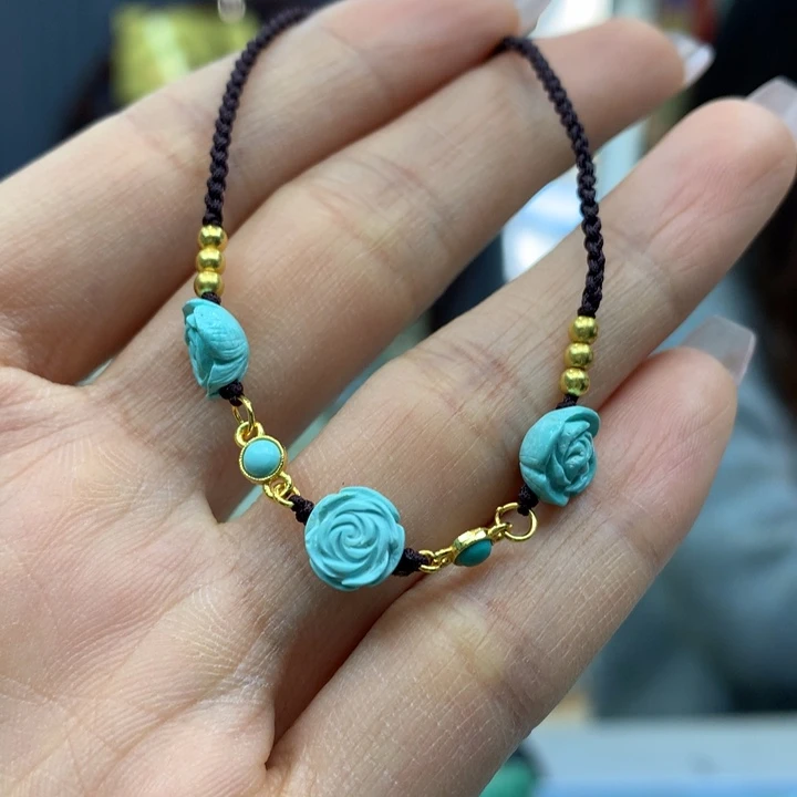 绿松石银S925镶嵌手链