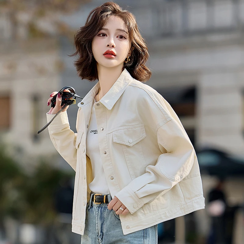 米白牛仔短外套女开春2025新款小个子时尚洋气上衣夹克独特超好看