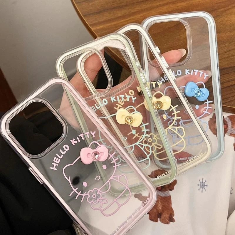 二合一KT立体蝴蝶结适用苹果15Pro壳13软/12女16/14p套16PROMAX