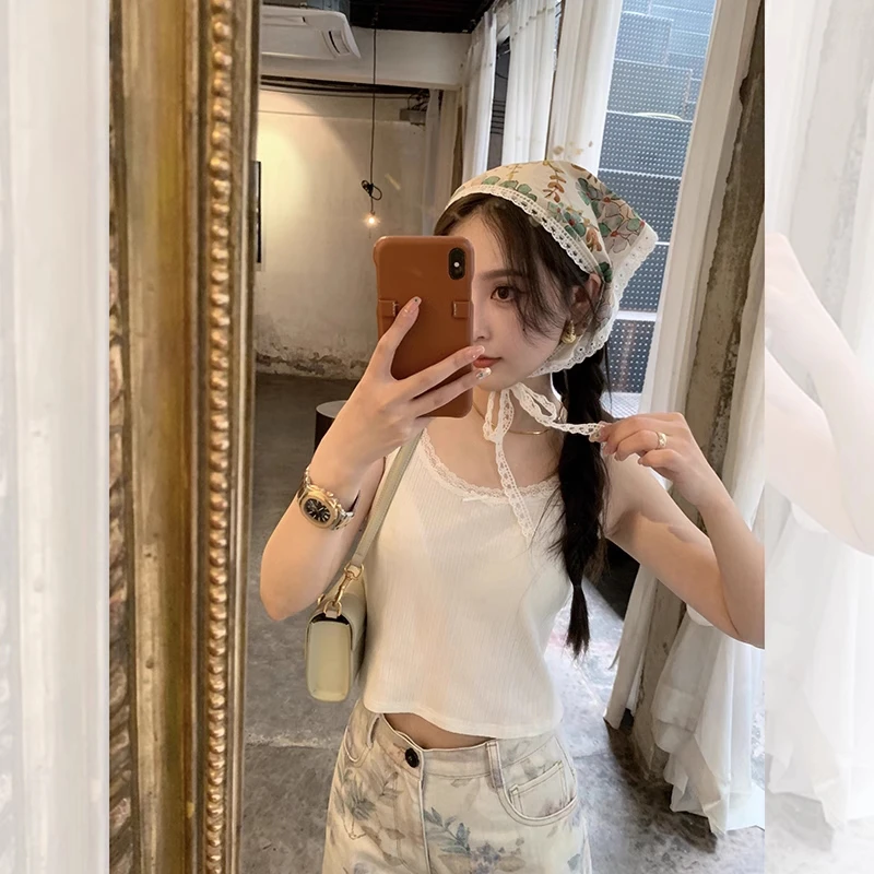 纯欲蕾丝花边短款背心 QB234008