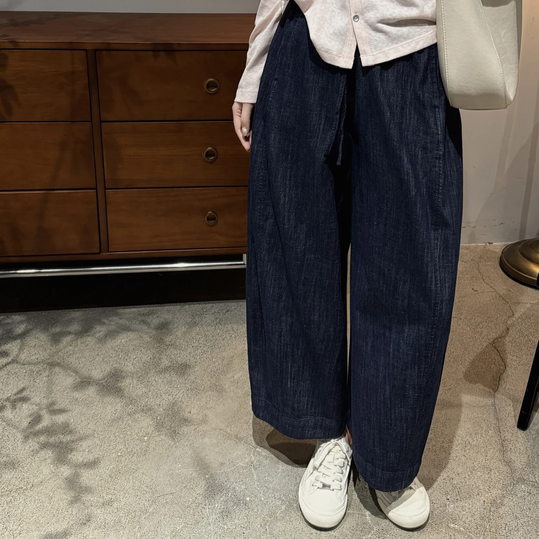 今婷韩版薄款百搭时尚宽松休闲松紧腰哈伦弯刀牛仔裤女-HX256293