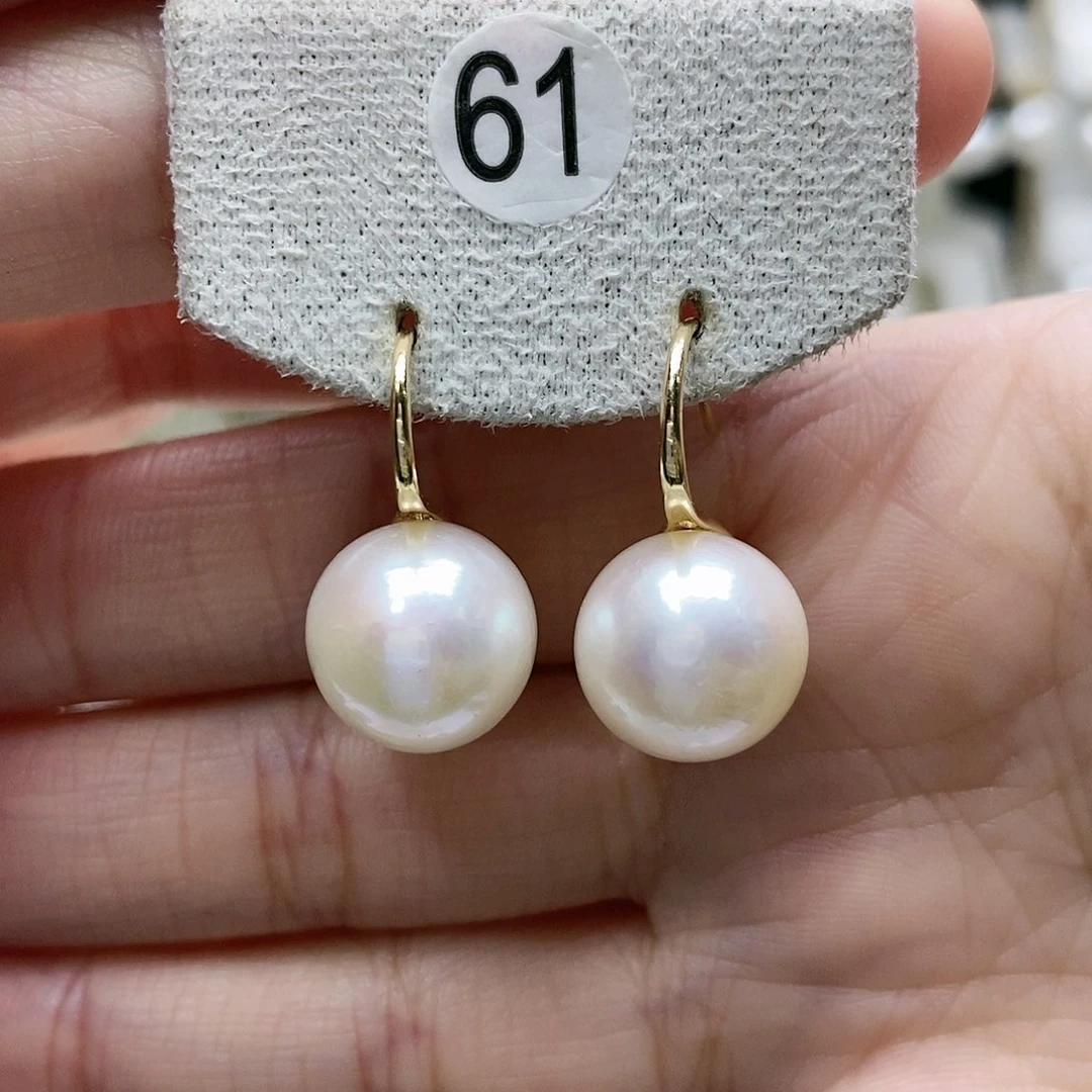 淡水珍珠耳饰银S925镀金镶嵌