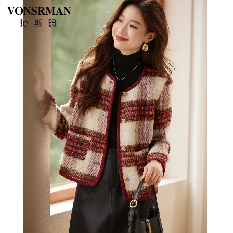 法式小香风加厚外套女秋冬2025新款时尚小个子超好看短款毛呢大衣