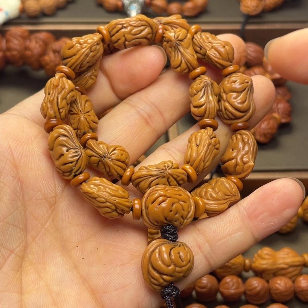 卍***缘桃核手串龙纹桃核16