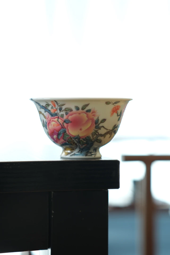 溢珍堂粉彩石榴压手杯景德镇手工手绘陶瓷茶具功夫茶道