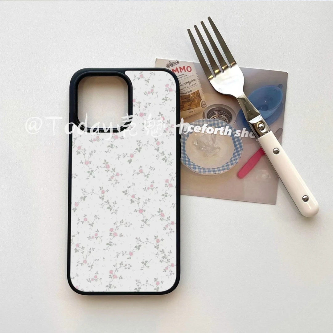 韩式ins风白色小碎花苹果16手机壳15手机壳14全包13春季12高级11