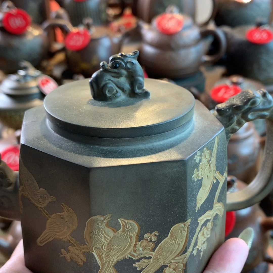 魁***敌坭兴陶手工刻绘壶