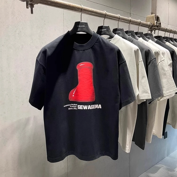 美式复古休闲2025夏季新款印花圆领短袖T恤男女同款宽松潮牌大码