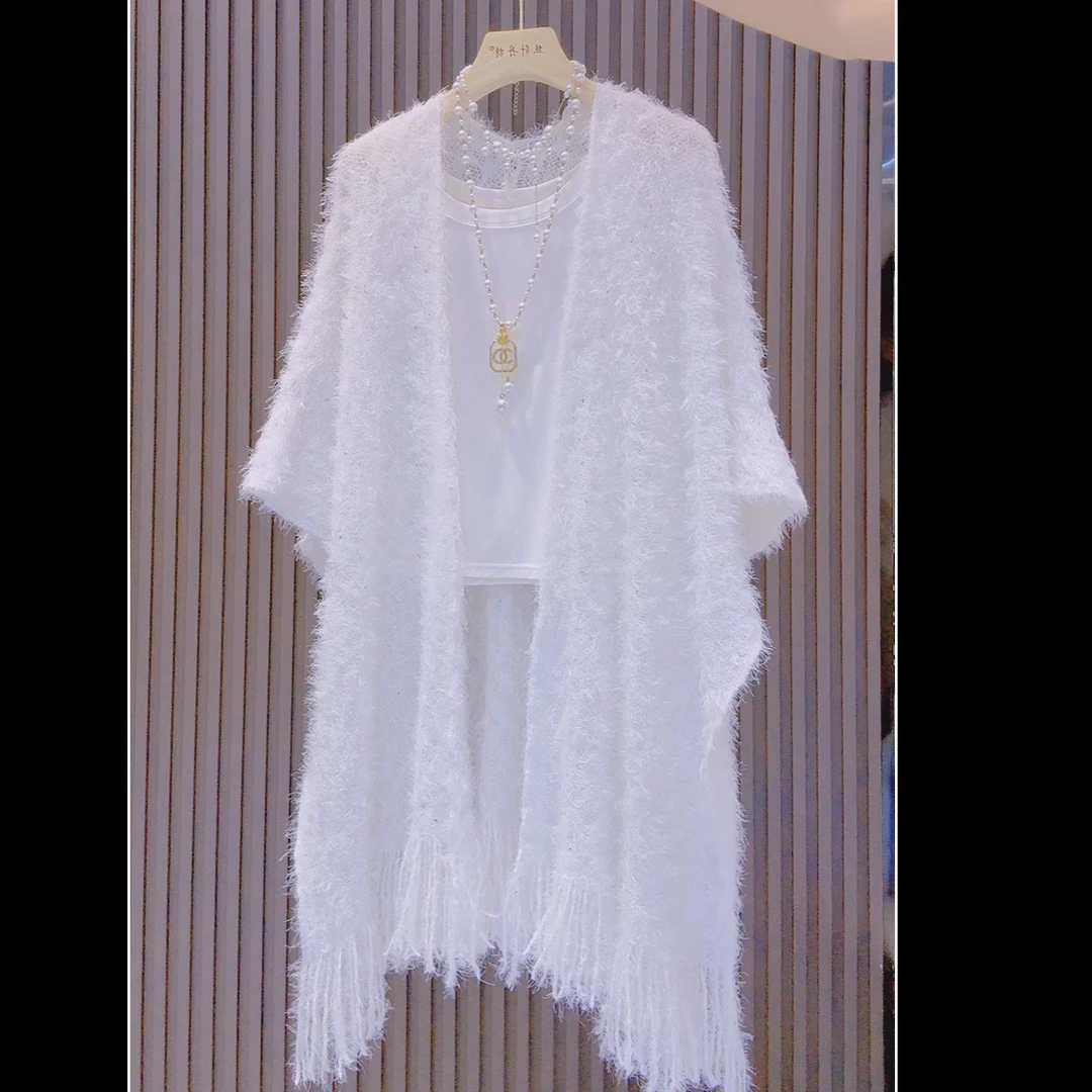 亮晶晶毛毛潮流披肩时尚百搭出行必备针织外套