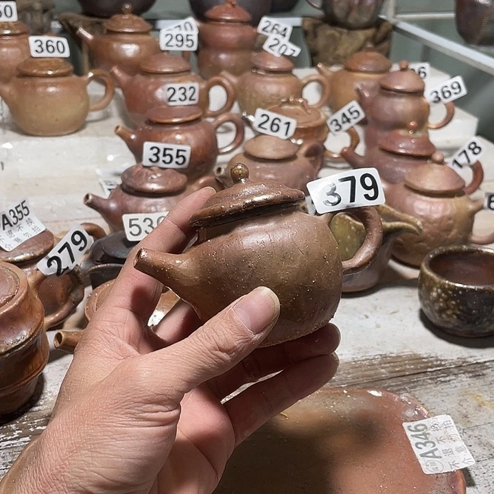 纯手工捏制柴烧茶具