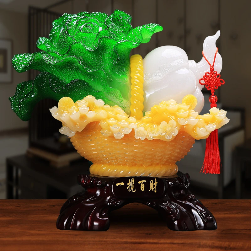 新款创意一揽百财白菜树脂摆件家居办公商务送礼工艺礼品