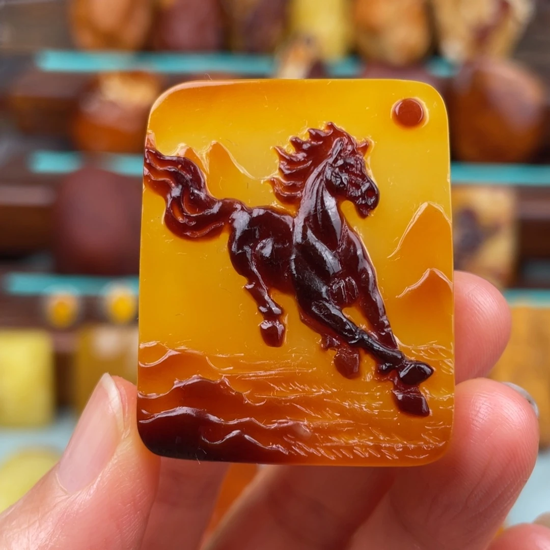定制琥珀未镶嵌蜜蜡马牌