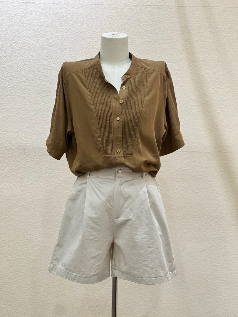 宽松型拼接时尚洋气复古气质五分袖衬衫上衣夏季刺绣显瘦衬衣