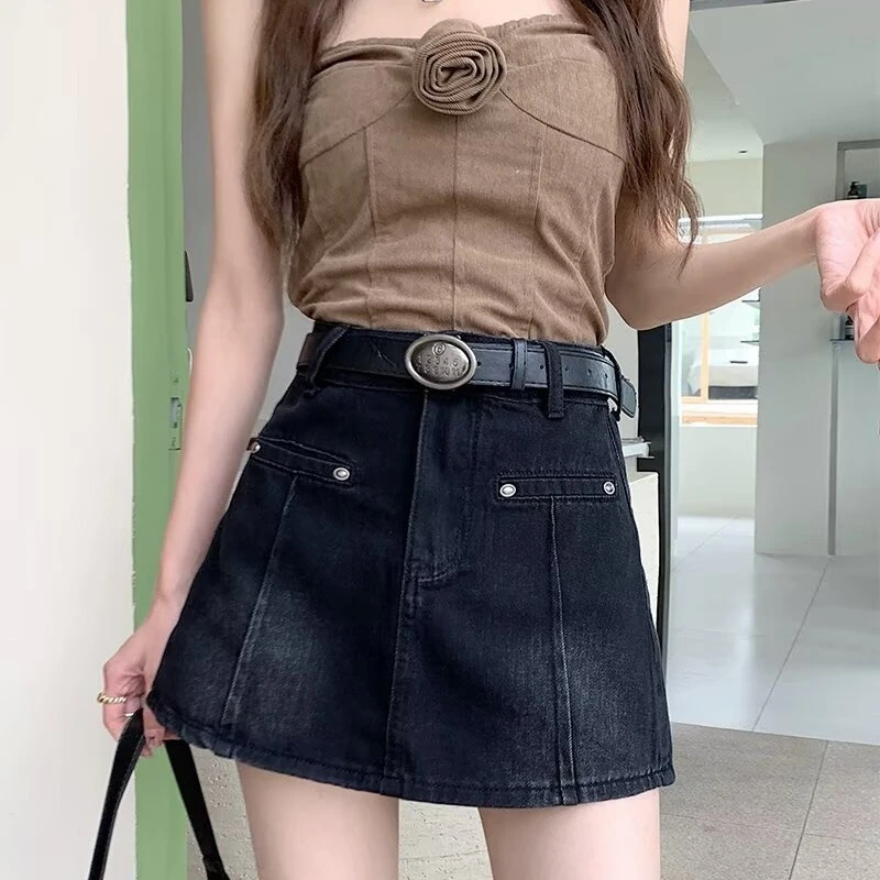 黑色牛仔半身裙春夏新款设计感包臀裙短裙高腰显示a字防走光裙裤