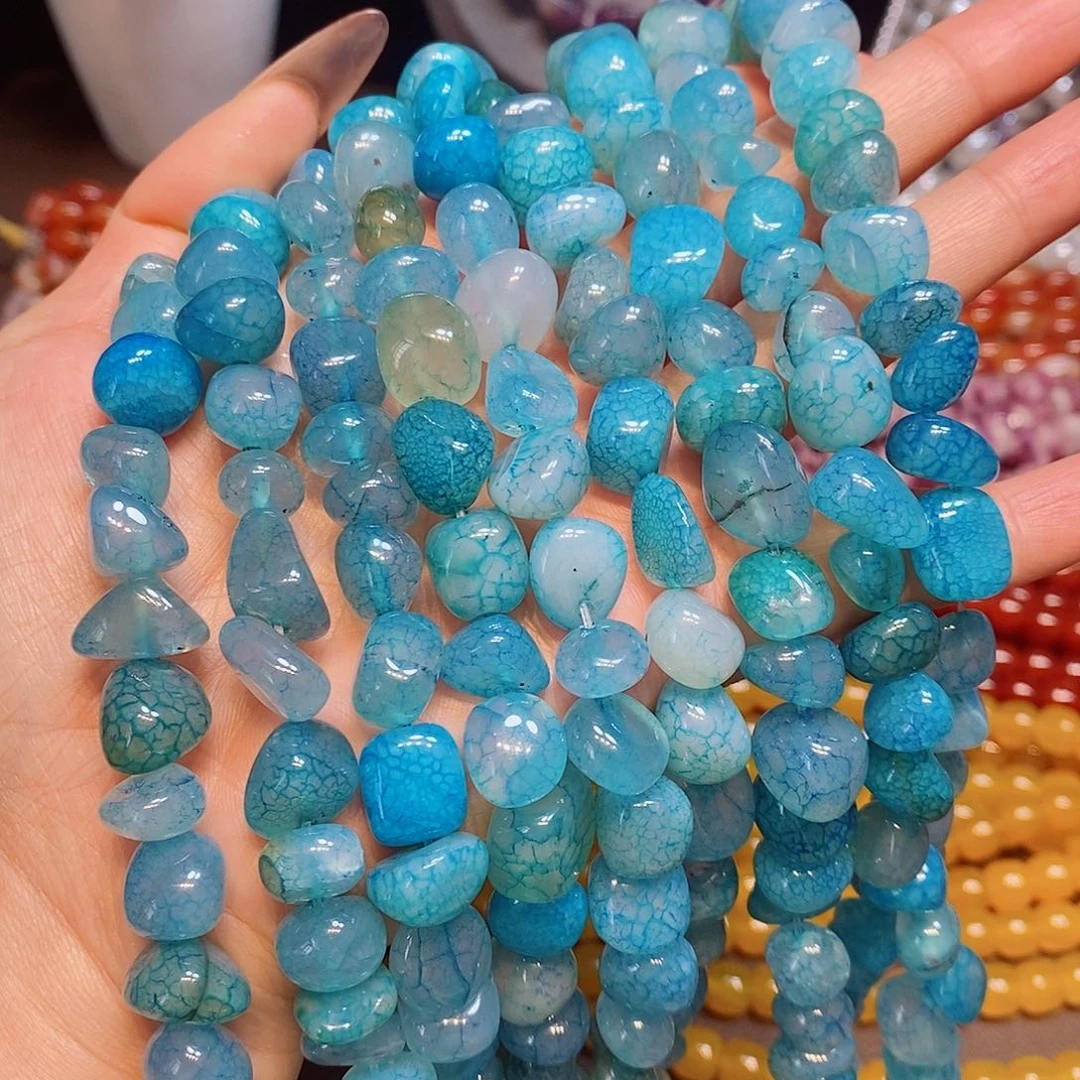 玛瑙/玉髓散珠天然蓝龙鳞玛瑙随型一条