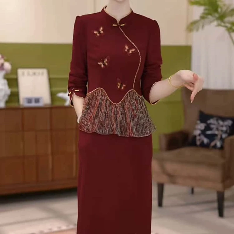 A573【连衣裙】2025早秋新款时尚高端中式优雅气质显瘦精致连衣裙