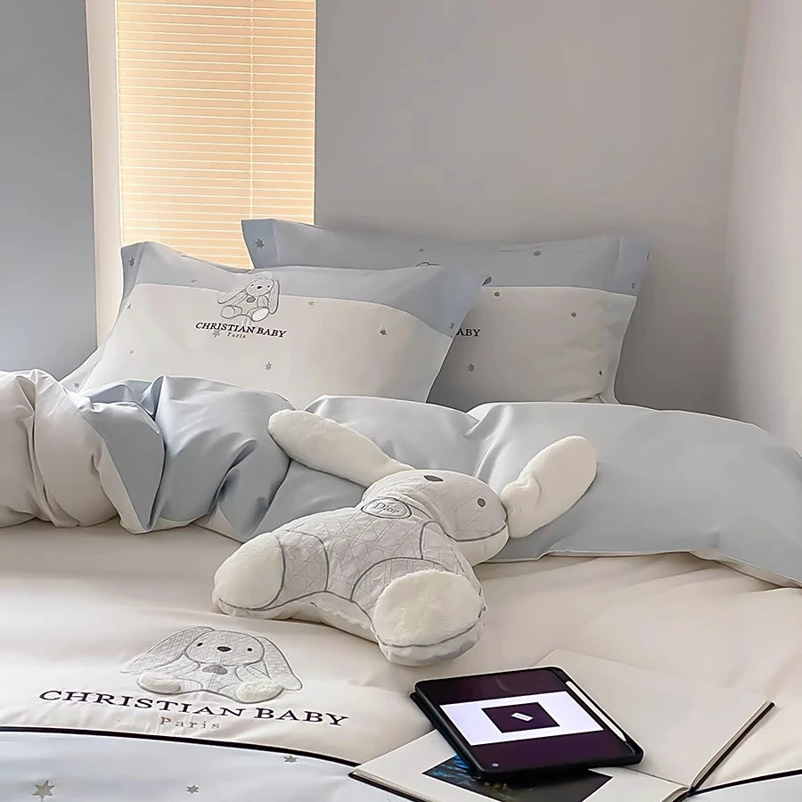 2025家纺轻奢100支长绒棉纯棉床上四件套春秋季少女感全棉被套