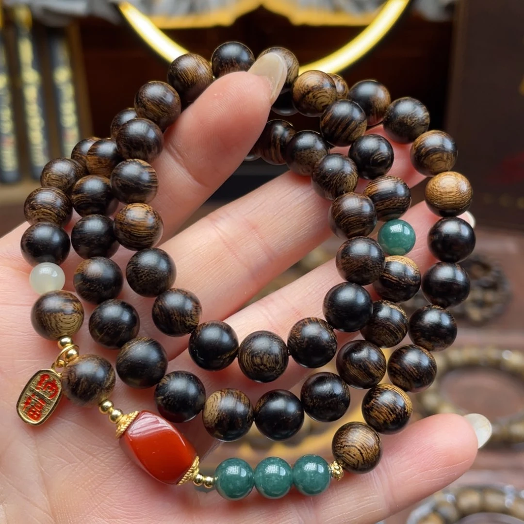 手串沉香越南芽庄白棋楠爆满虎皮瘤疤0.8三圈