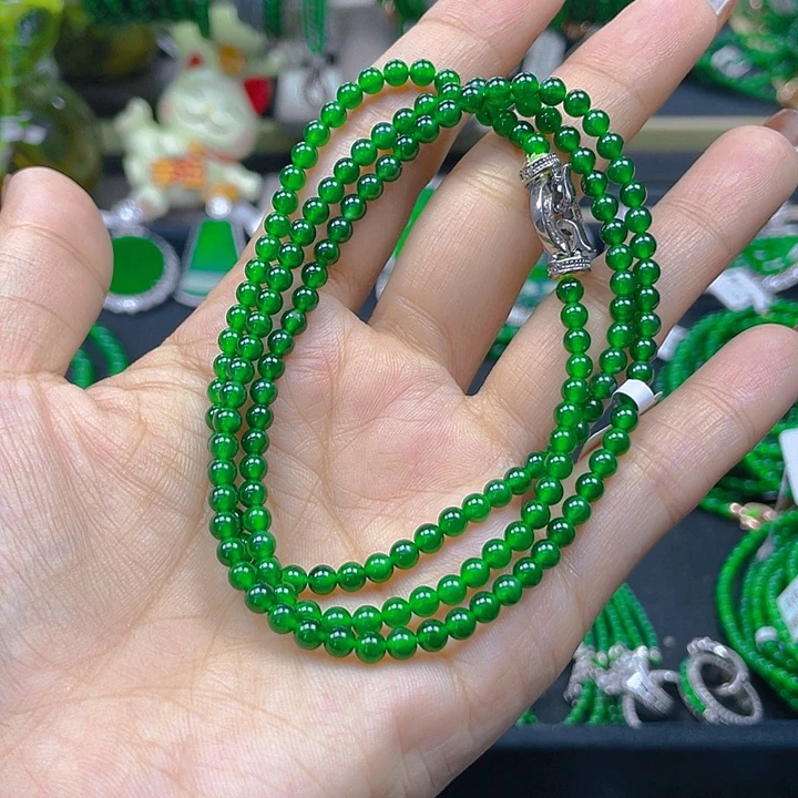 翡翠未镶嵌颈饰阳绿A货翡翠 满色3.5