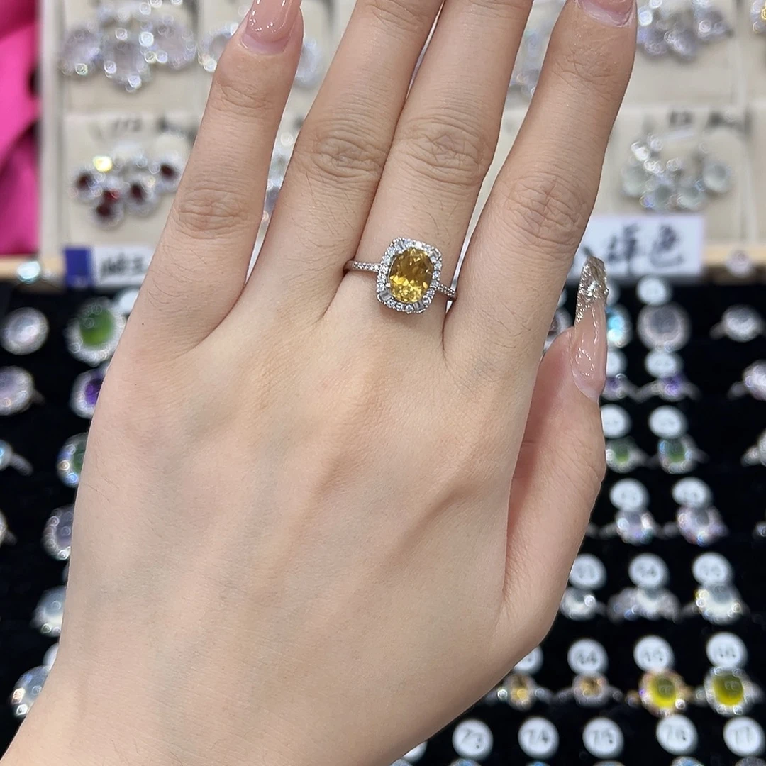 小***咩黄晶戒指银S925镶嵌