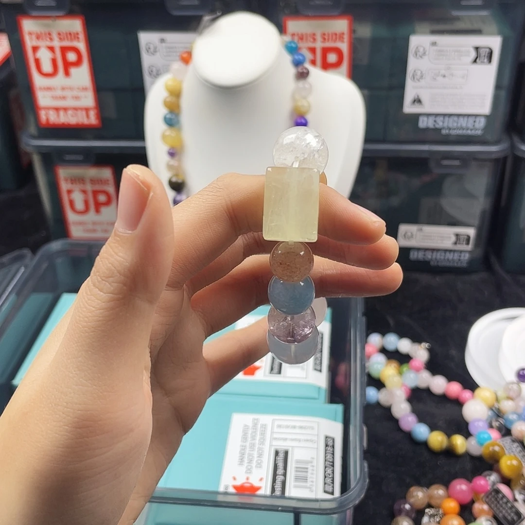 烟晶银S925镶嵌手链