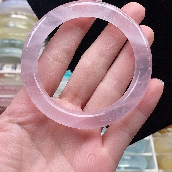 未镶嵌水晶手镯圆条粉水53➕