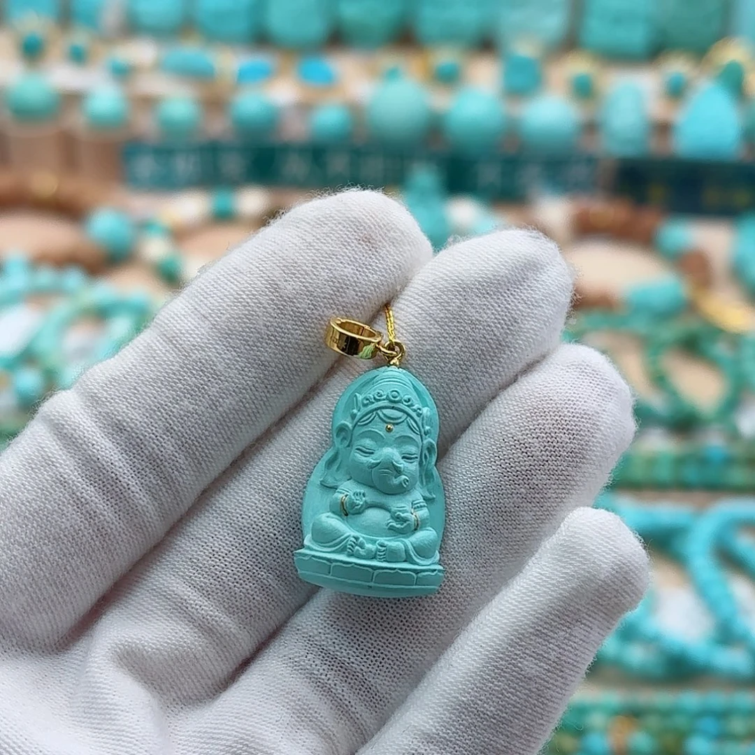 绿松石18K金镶嵌珠宝奇石