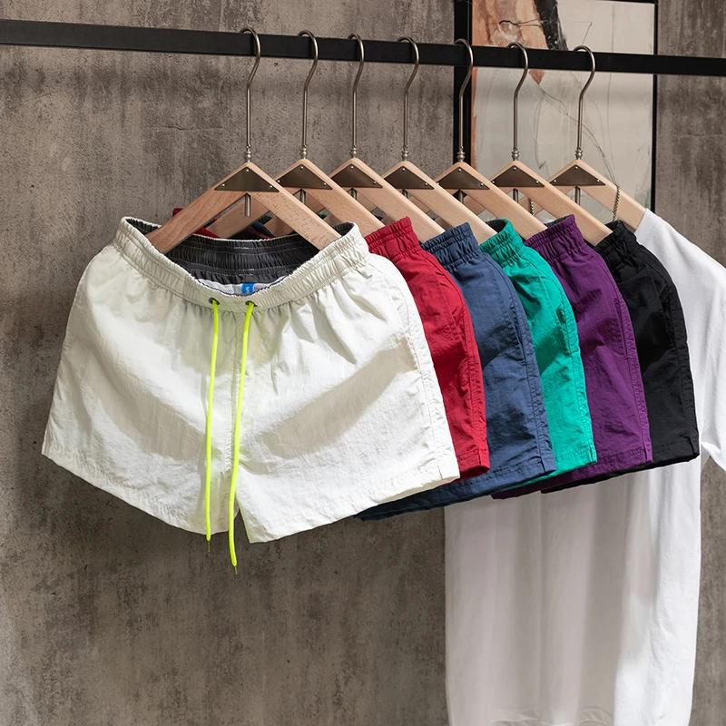 夏季纯色内衬三分短裤男女沙滩裤休闲跑步健身薄款外穿潮流游泳裤