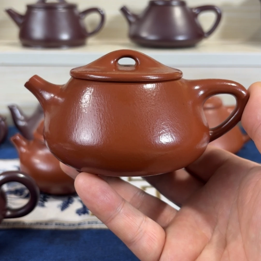 紫砂茶壶全手工朱泥景州石瓢