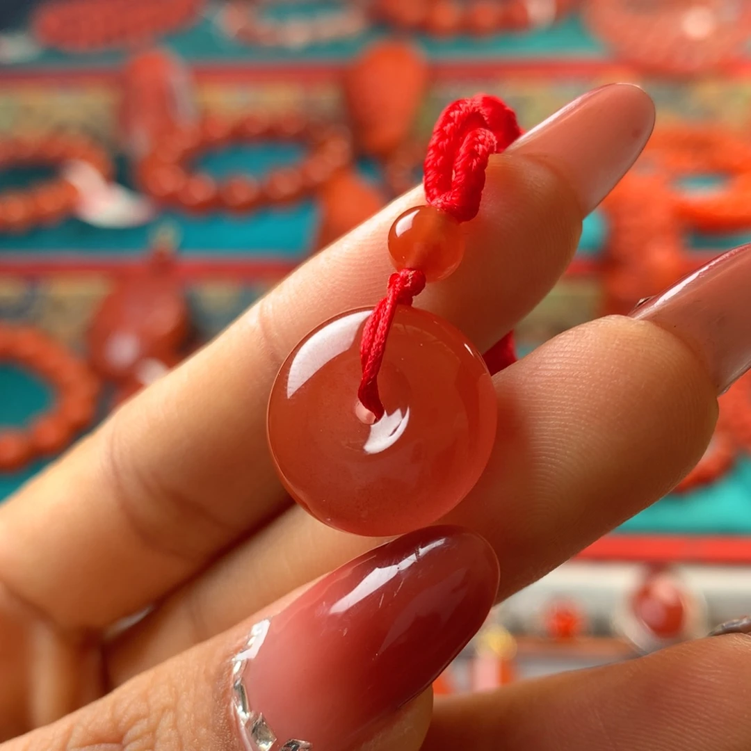 吊坠(赠链)足铂镶嵌南红玛瑙