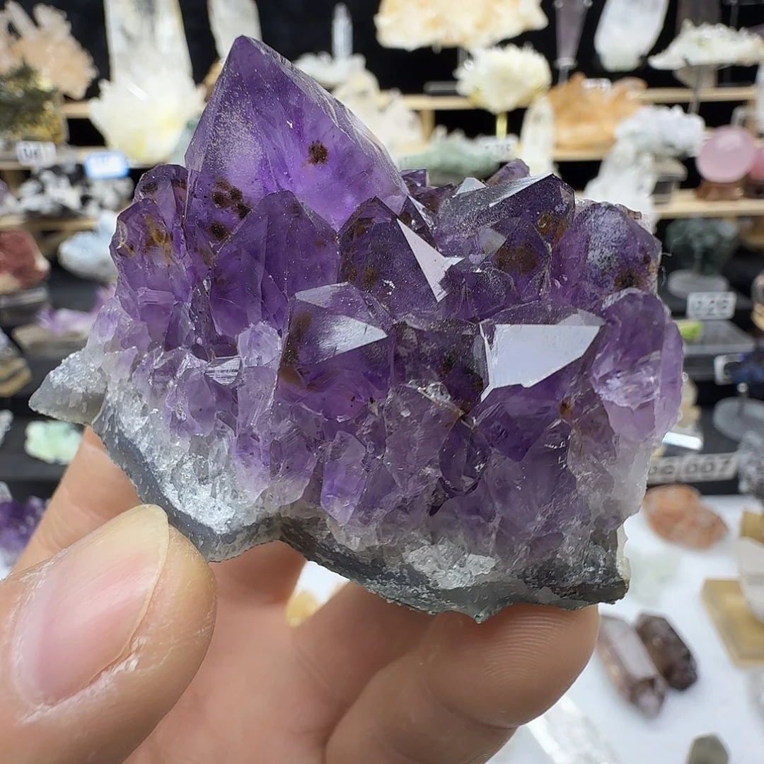 石材巴西紫钛晶摆件