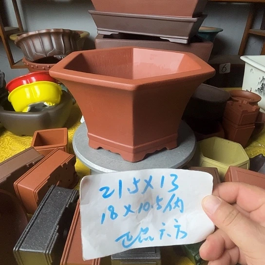宜兴紫砂六方花盆
