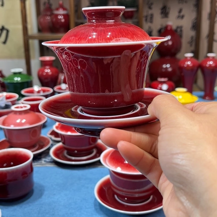 阿***、景德镇陶瓷三才马蹄盖碗