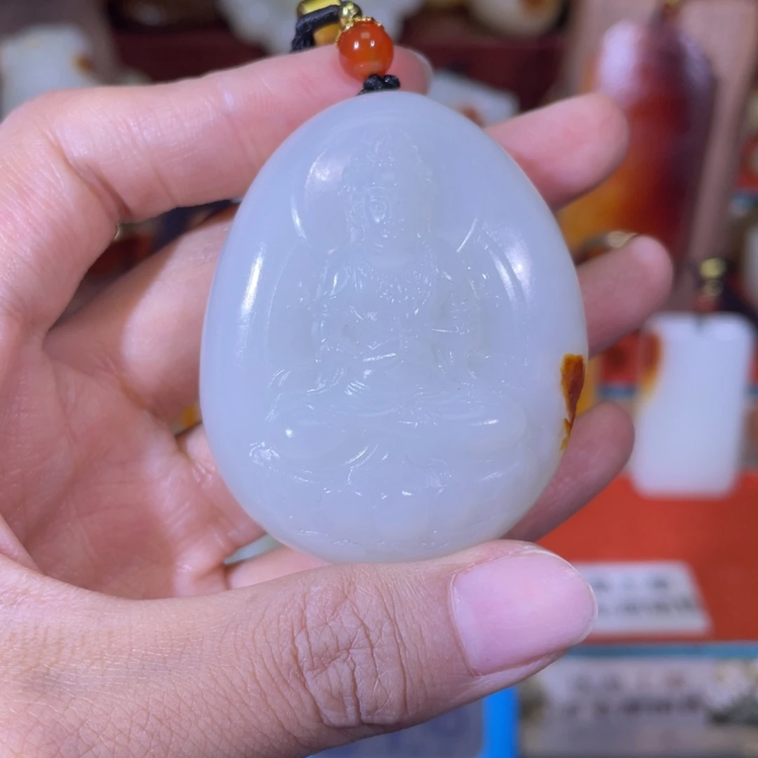 厚***。和田玉未镶嵌挂件