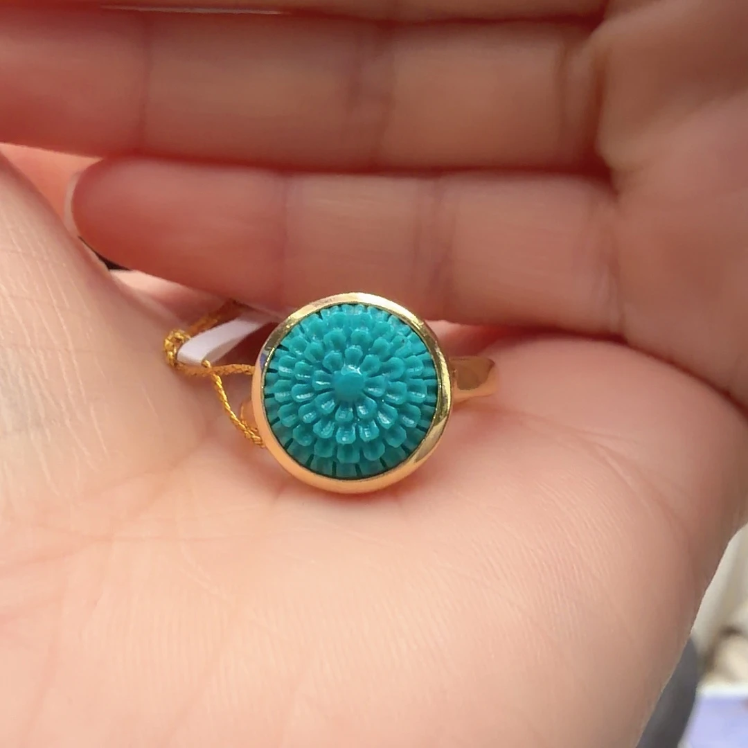 绿松石银S925镶嵌戒指