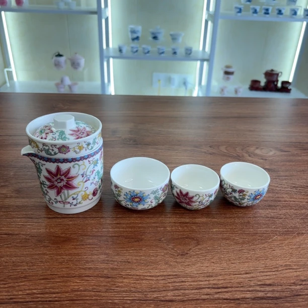 珐琅彩旅行茶具户外古风便携茶具
