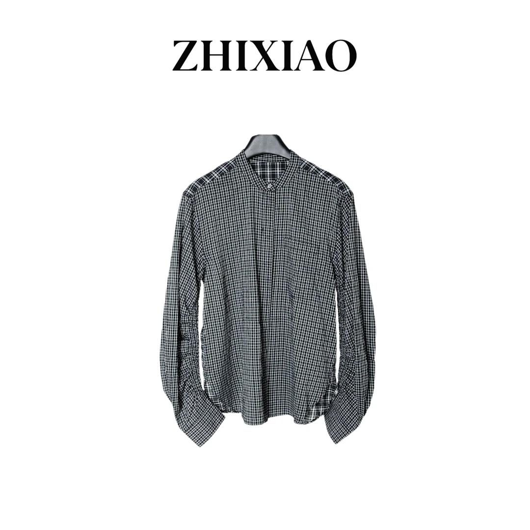 【ZHIXIAO】春季新款：袖子抽褶格子衬衣TR686