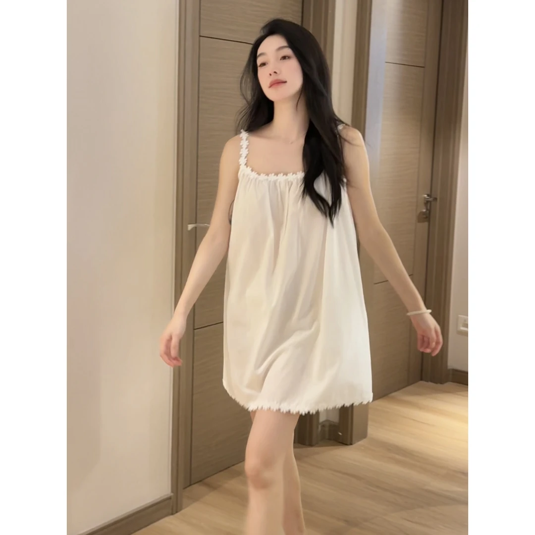 法式甜美纯欲吊带睡裙女夏季新款少女蕾丝花边睡衣家居服长裤套装