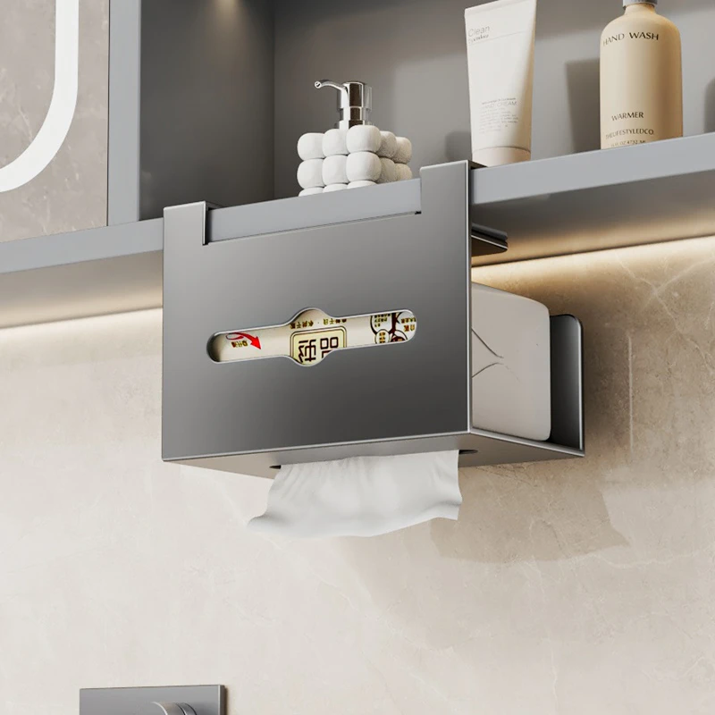 镜柜纸巾盒免打孔浴室倒挂抽纸盒卫生间悬挂纸巾放洗脸巾收纳盒