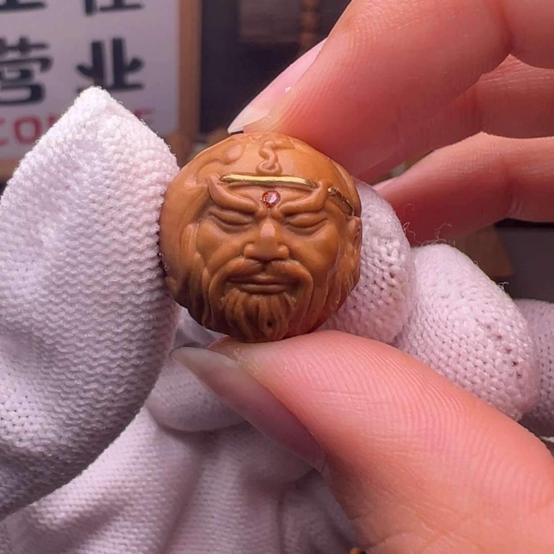 文玩核桃把件镶嵌款玉龙关公17➕尺寸全品有正常封口线