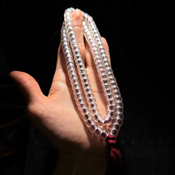 藏传 精品 磨砂质感  纯白透料器108念珠