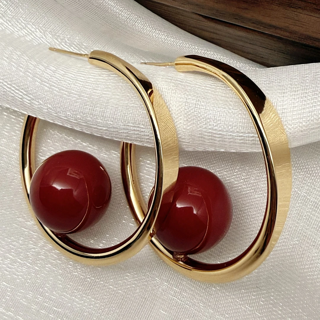 铜合金耳饰 T.Q小众气质百搭时尚珠珠耳圈