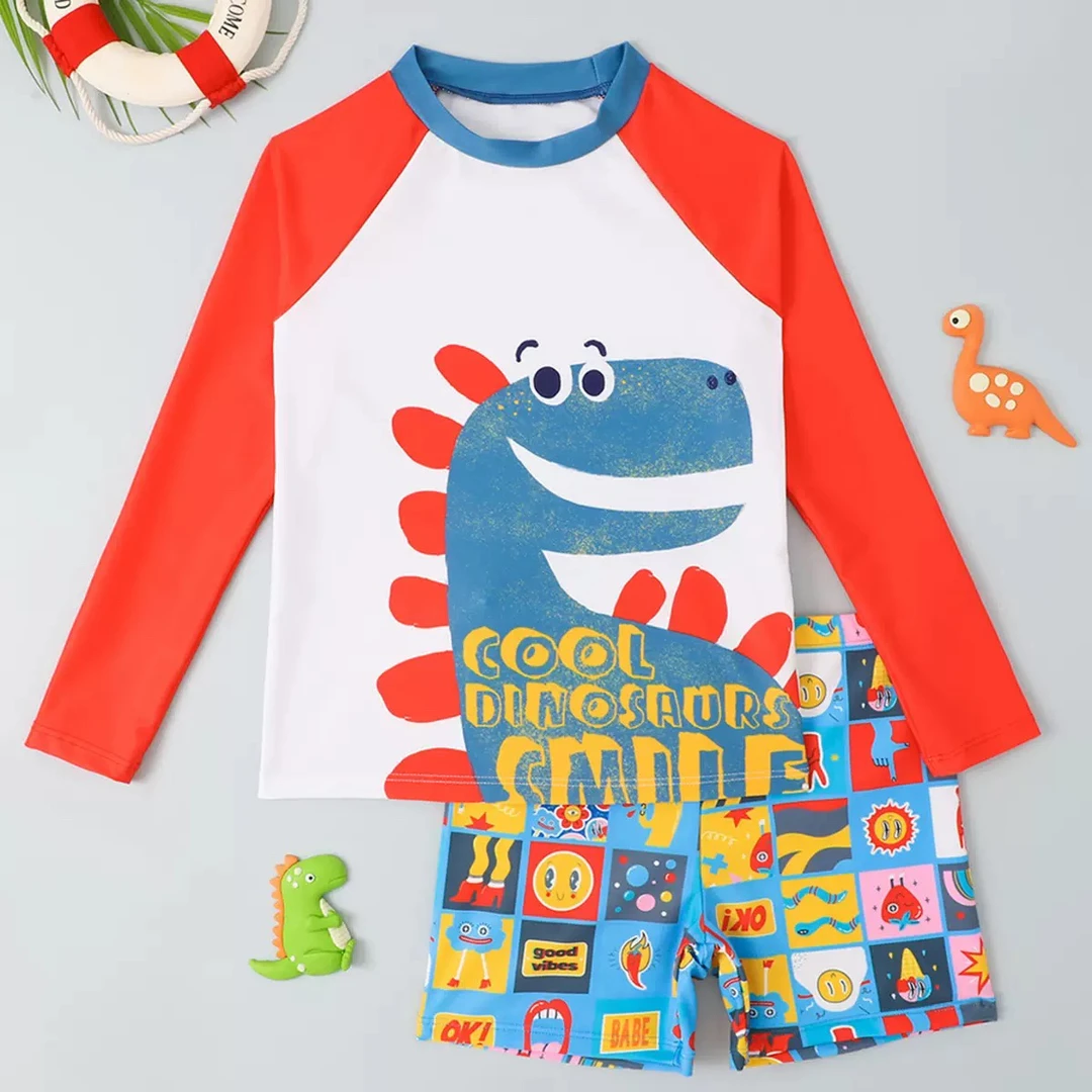儿童泳装泳衣分体恐龙2025新款长袖防晒