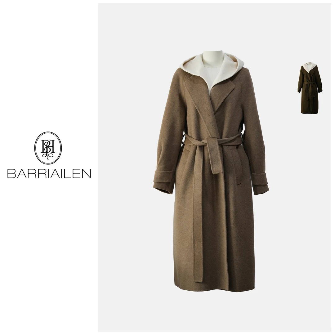 BARRIAILEN | 百搭时尚针织中长款秋冬连帽外套-2410072