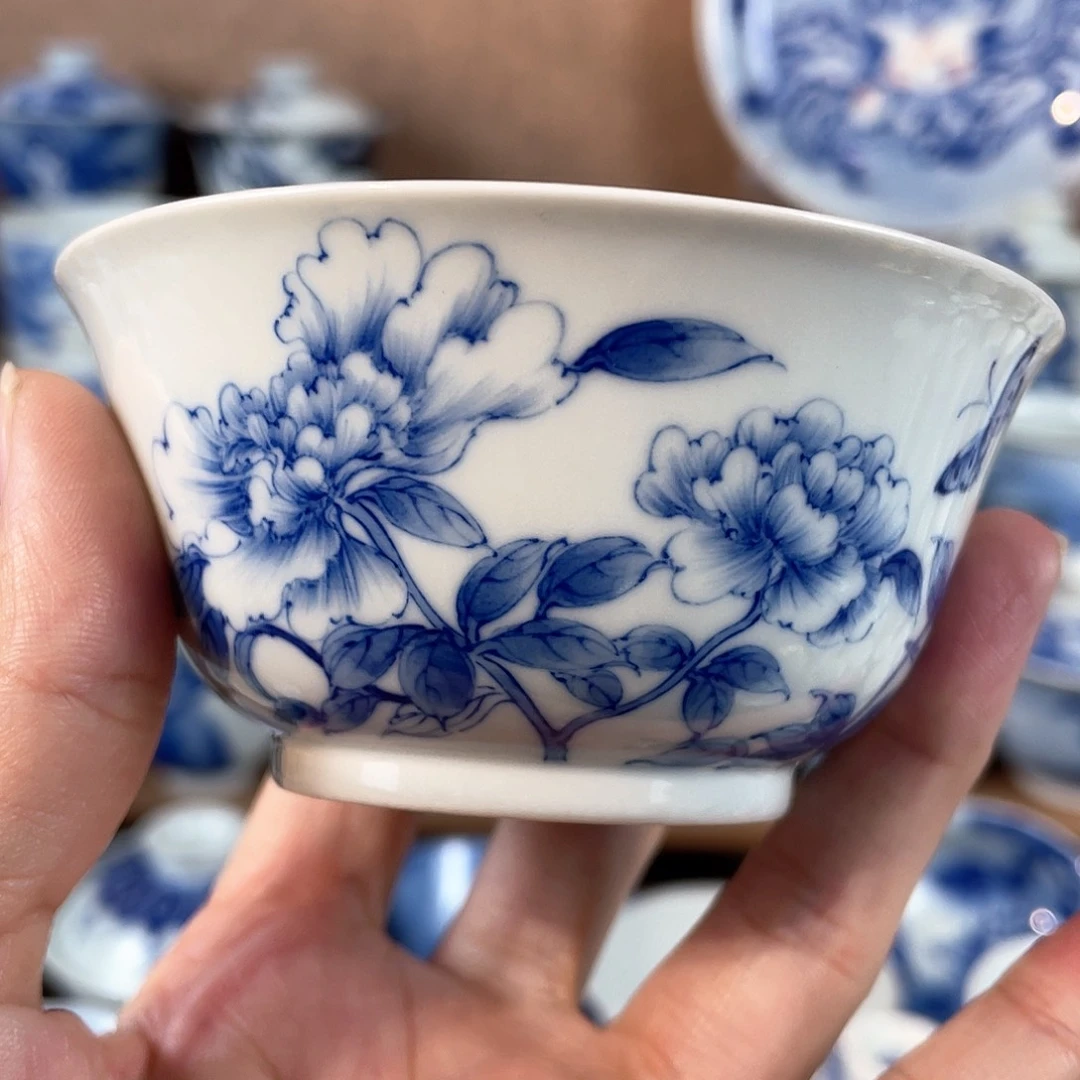 泥藝瓷梦蝶恋花撇口杯