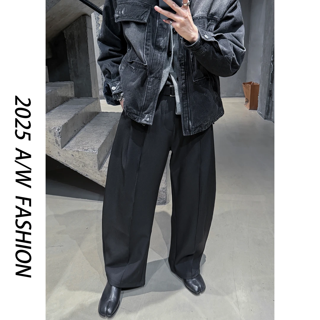 【叶继枫】25A/W 加绒立裁高级垂坠感复古小众设计师弯刀裤休闲西裤
