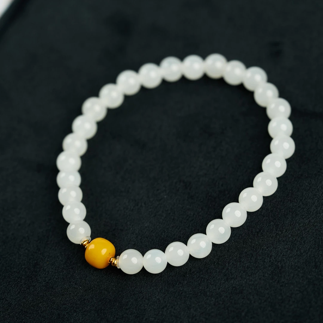 【玉总珠宝】和田白玉手串手链小众贵气礼物多样性发一CAN1420519