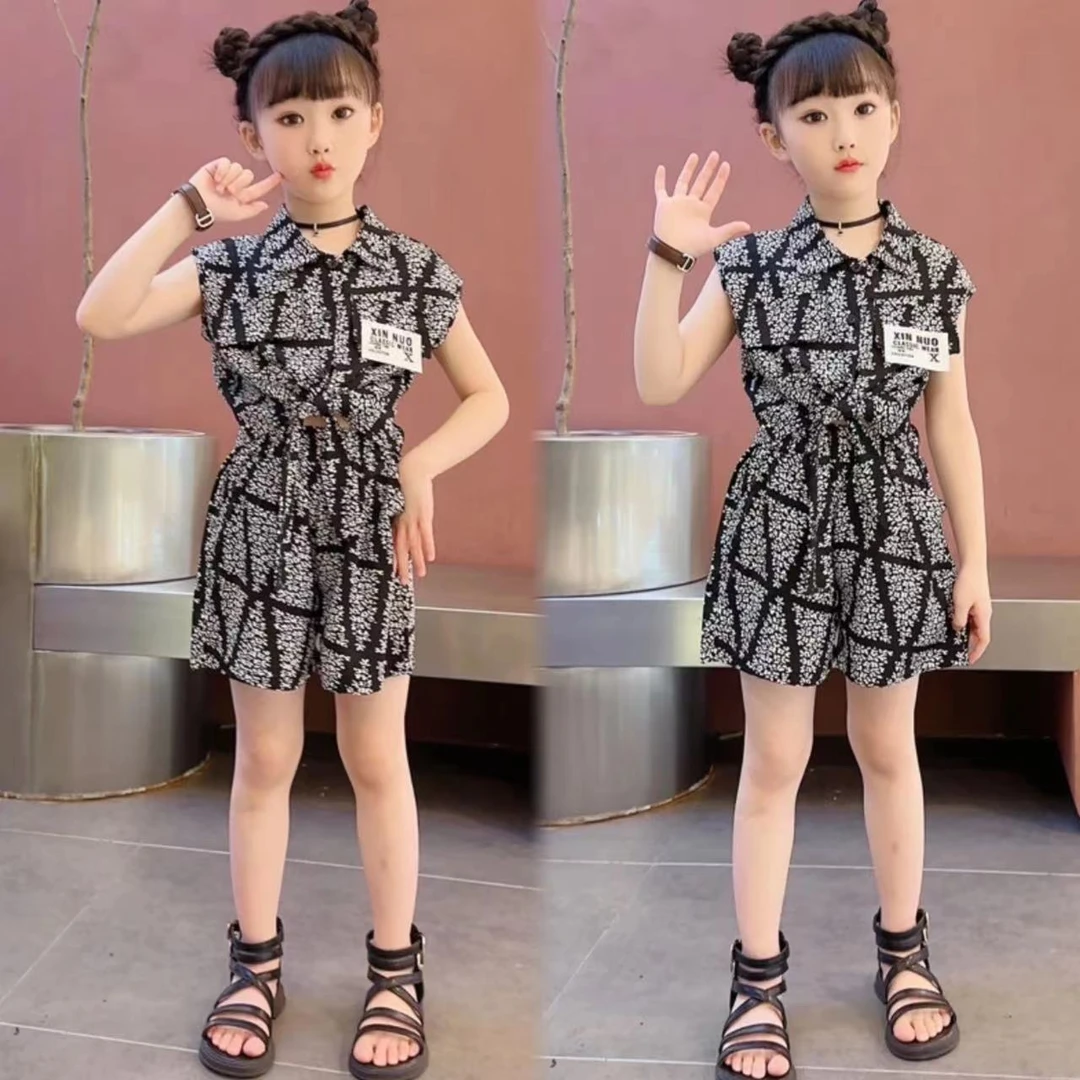 【菱格套装】女童2025新款时尚中大童运动套装夏季儿童洋气两件套